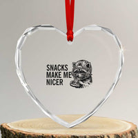 Funny Raccoon Eating Pizza Heart Crystal Glass Ornament Snacks Make Me Nicer