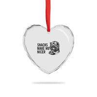 Funny Raccoon Eating Pizza Heart Crystal Glass Ornament Snacks Make Me Nicer