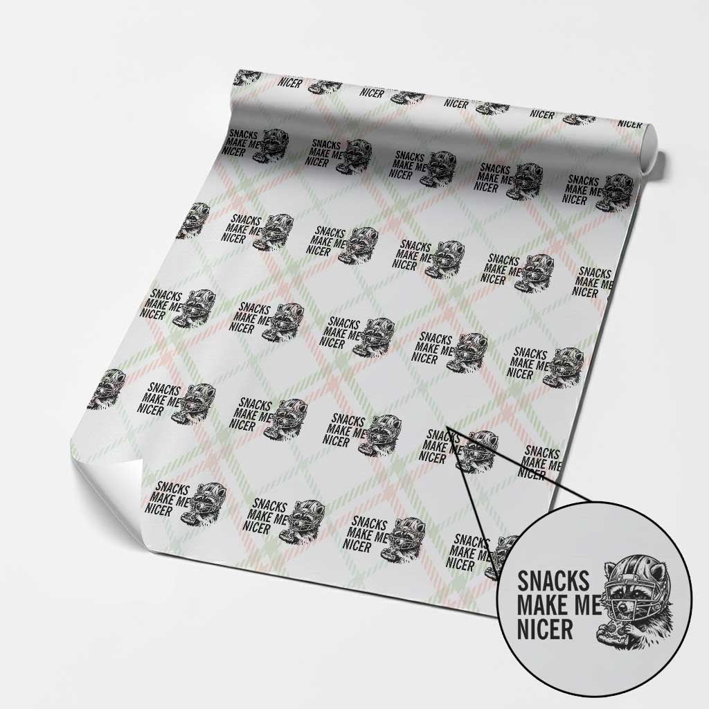 Funny Raccoon Eating Pizza Wrapping Paper Roll Snacks Make Me Nicer