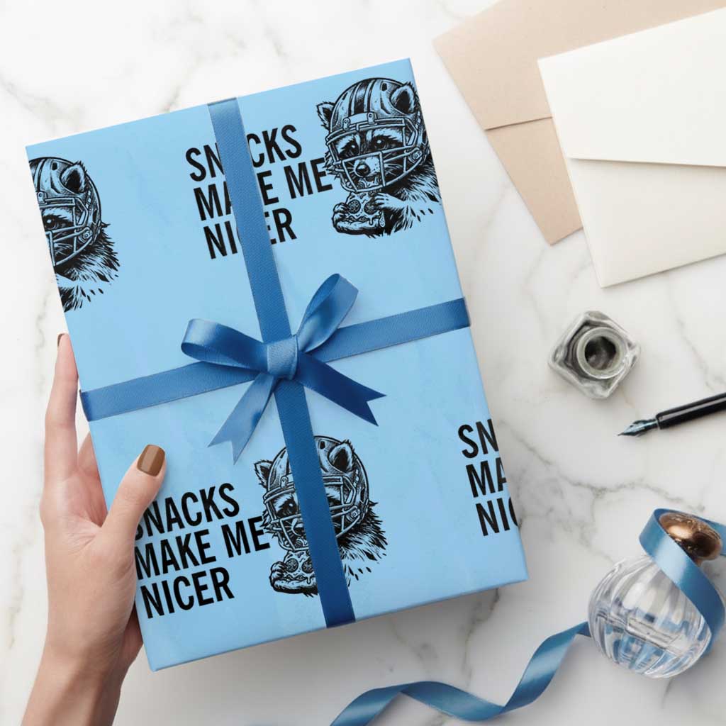 Funny Raccoon Eating Pizza Wrapping Paper Roll Snacks Make Me Nicer
