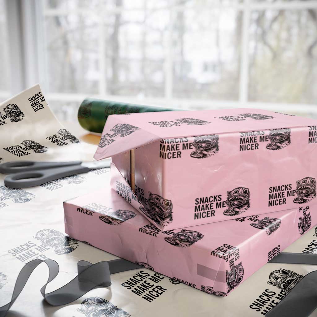 Funny Raccoon Eating Pizza Wrapping Paper Roll Snacks Make Me Nicer