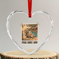 Funny Raccoon Feral Since 1966 60th Birthday Heart Crystal Glass Ornament Vintage 60 Year Old Gift