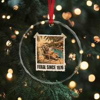 Funny Raccoon Feral Since 1976 50th Birthday Crystal Glass Ornament Vintage 50 Year Old Gift