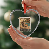 Funny Raccoon Feral Since 1996 30th Birthday Heart Crystal Glass Ornament Vintage 30 Year Old Gift