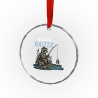 Funny Raccoon Fishing Crystal Glass Ornament Master Baiter Fisherman