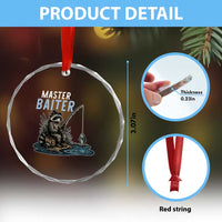 Funny Raccoon Fishing Crystal Glass Ornament Master Baiter Fisherman