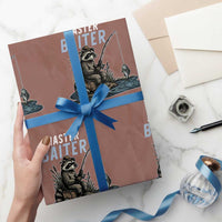 Funny Raccoon Fishing Wrapping Paper Roll Master Baiter Fisherman