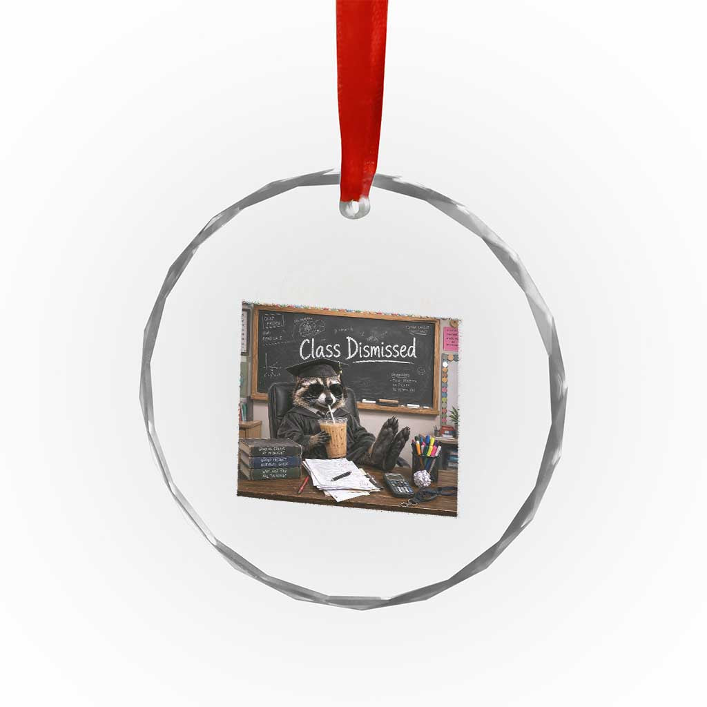 Funny Raccoon Graduation Crystal Glass Ornament I Live Here Now