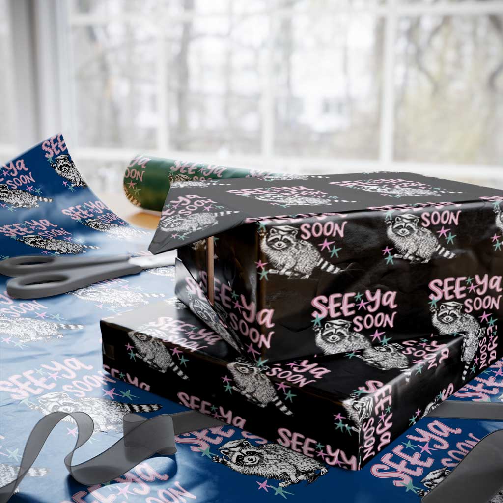 Funny Raccoon Graduation Wrapping Paper Roll Senior Grad 2026 See Ya Soon