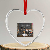 Funny Raccoon Graduation Heart Crystal Glass Ornament I Live Here Now