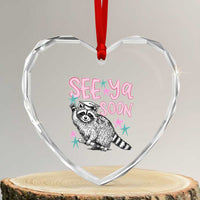 Funny Raccoon Graduation Heart Crystal Glass Ornament Senior Grad 2026 See Ya Soon