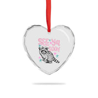 Funny Raccoon Graduation Heart Crystal Glass Ornament Senior Grad 2026 See Ya Soon