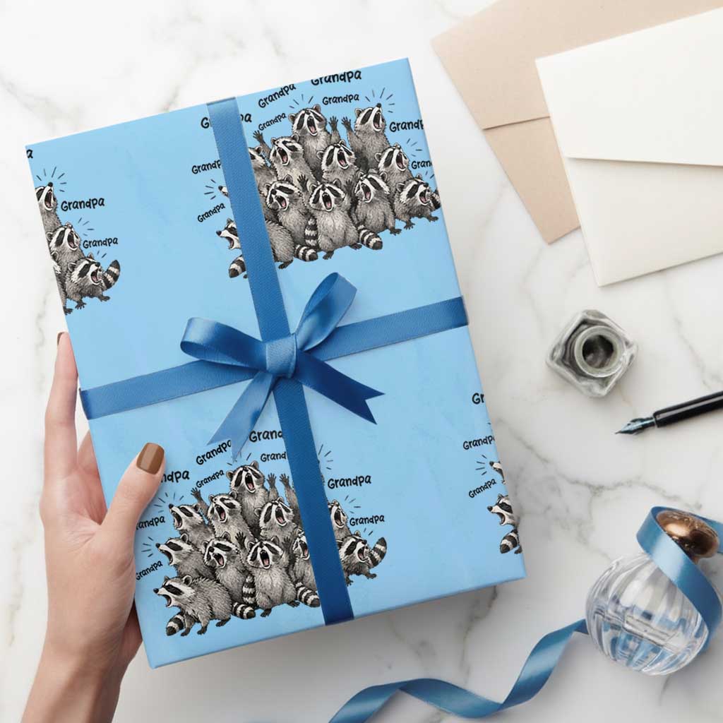 Funny Raccoon Grandpa Wrapping Paper Roll Chaos Coordinator Grandpa Life Graphic