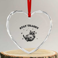 Funny Raccoon Meme Heart Crystal Glass Ornament Stay Trashy