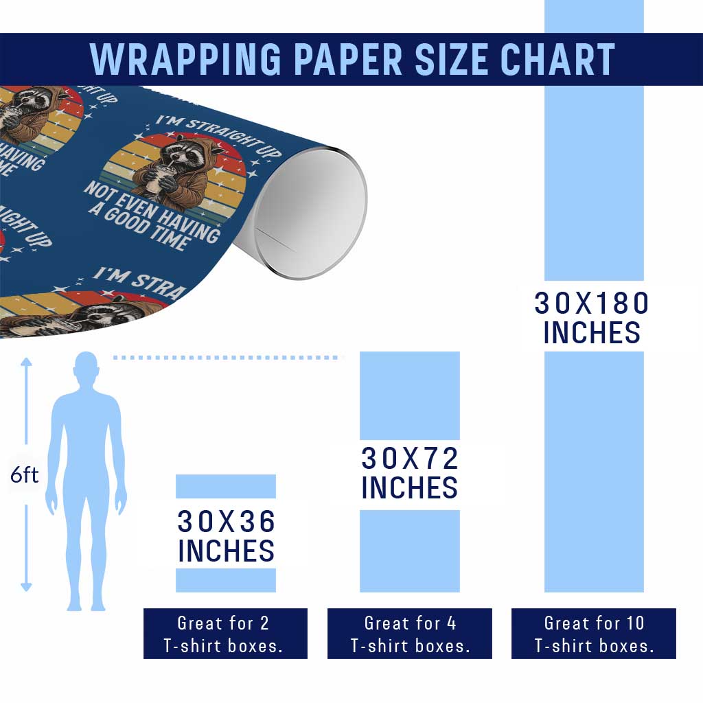 Funny Raccoon Meme Wrapping Paper Roll I Am Straight Up Not Even Having A Good Time - Wonder Print Shop