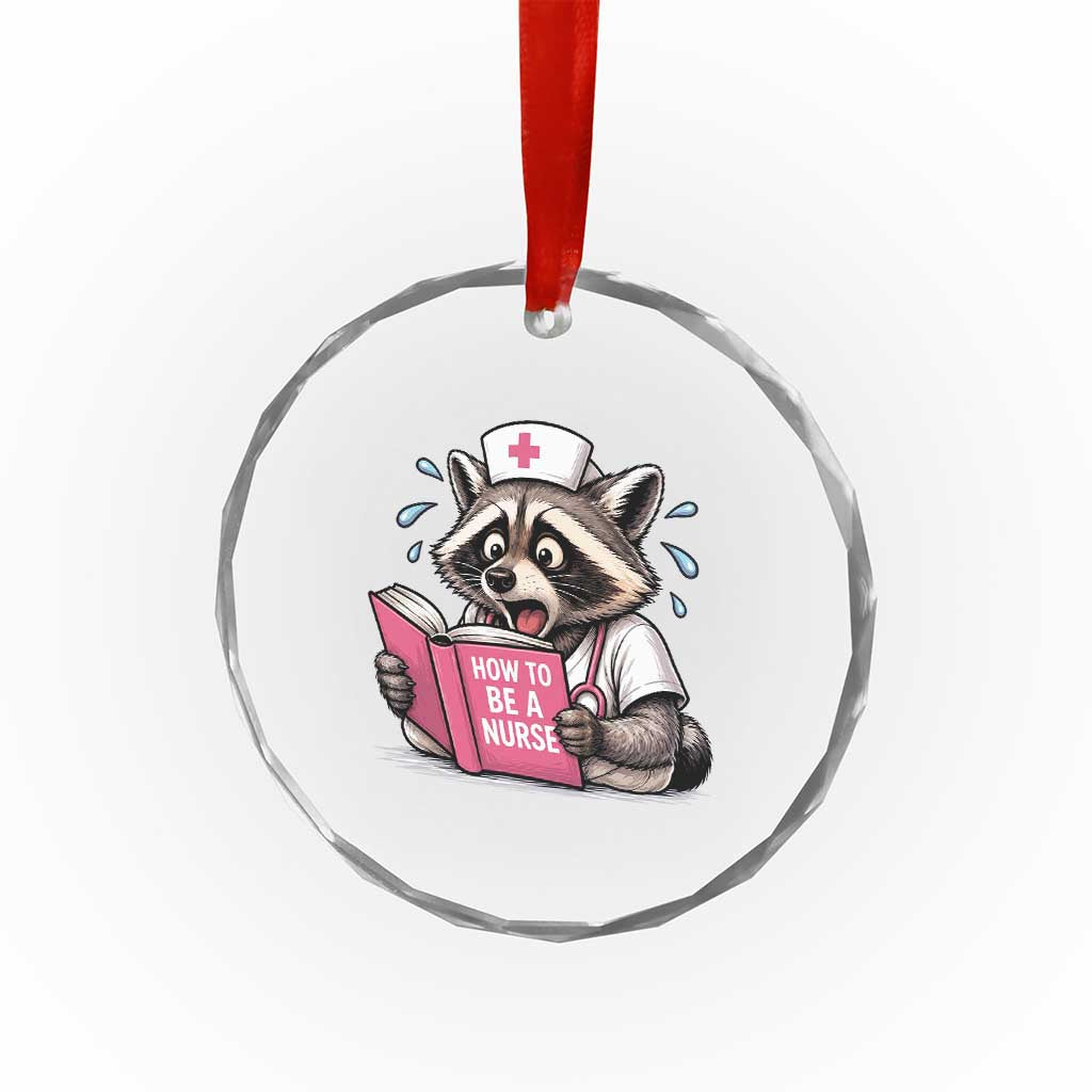 Funny Raccoon Nursing Student Healthcare Gift Crystal Glass Ornament