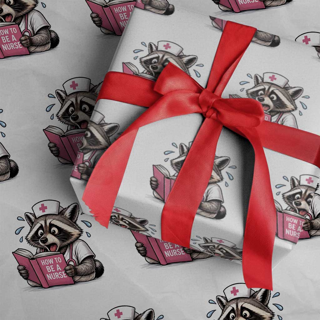 Funny Raccoon Nursing Student Healthcare Gift Wrapping Paper Roll