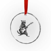 Funny Raccoon Playing Guitar Rock and Roll Crystal Glass Ornament