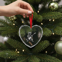 Funny Raccoon Playing Guitar Rock and Roll Heart Crystal Glass Ornament