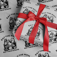Funny Raccoon Possum Meme Wrapping Paper Roll Eat The Rich Not Their Scraps Sarcasm Retro Minimalist