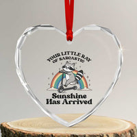 Funny Raccoon Rainbow Heart Crystal Glass Ornament Your Little Ray Of Sarcastic Sunshine Has Arrived - Wonder Print Shop