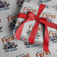 Funny Raccoon Red White And Feral America 250 Wrapping Paper Roll