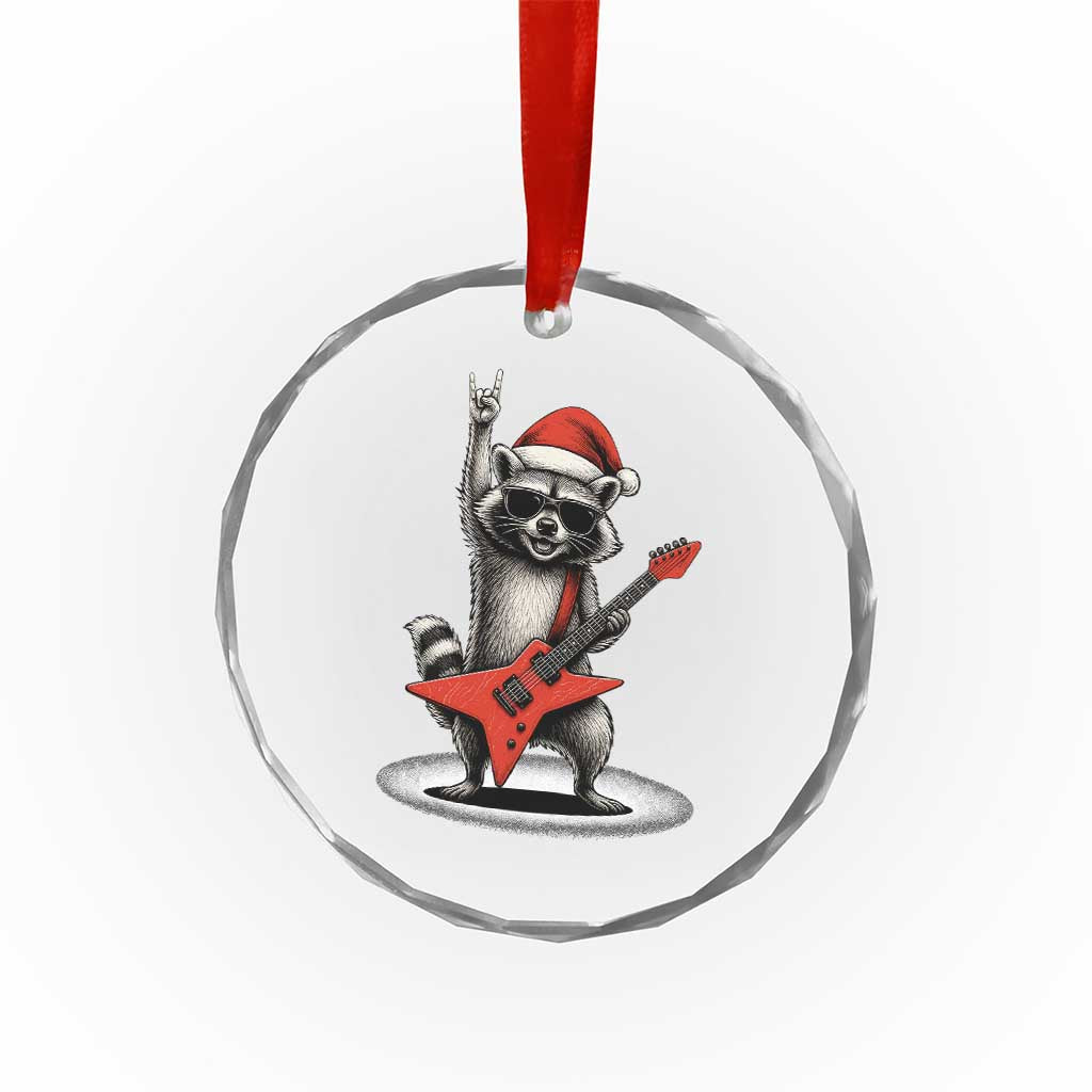 Funny Raccoon Rock Music Christmas Crystal Glass Ornament - Wonder Print Shop