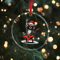 Funny Raccoon Rock Music Christmas Crystal Glass Ornament - Wonder Print Shop