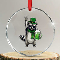 Funny Raccoon Rock On Crystal Glass Ornament St Patricks Day Gift