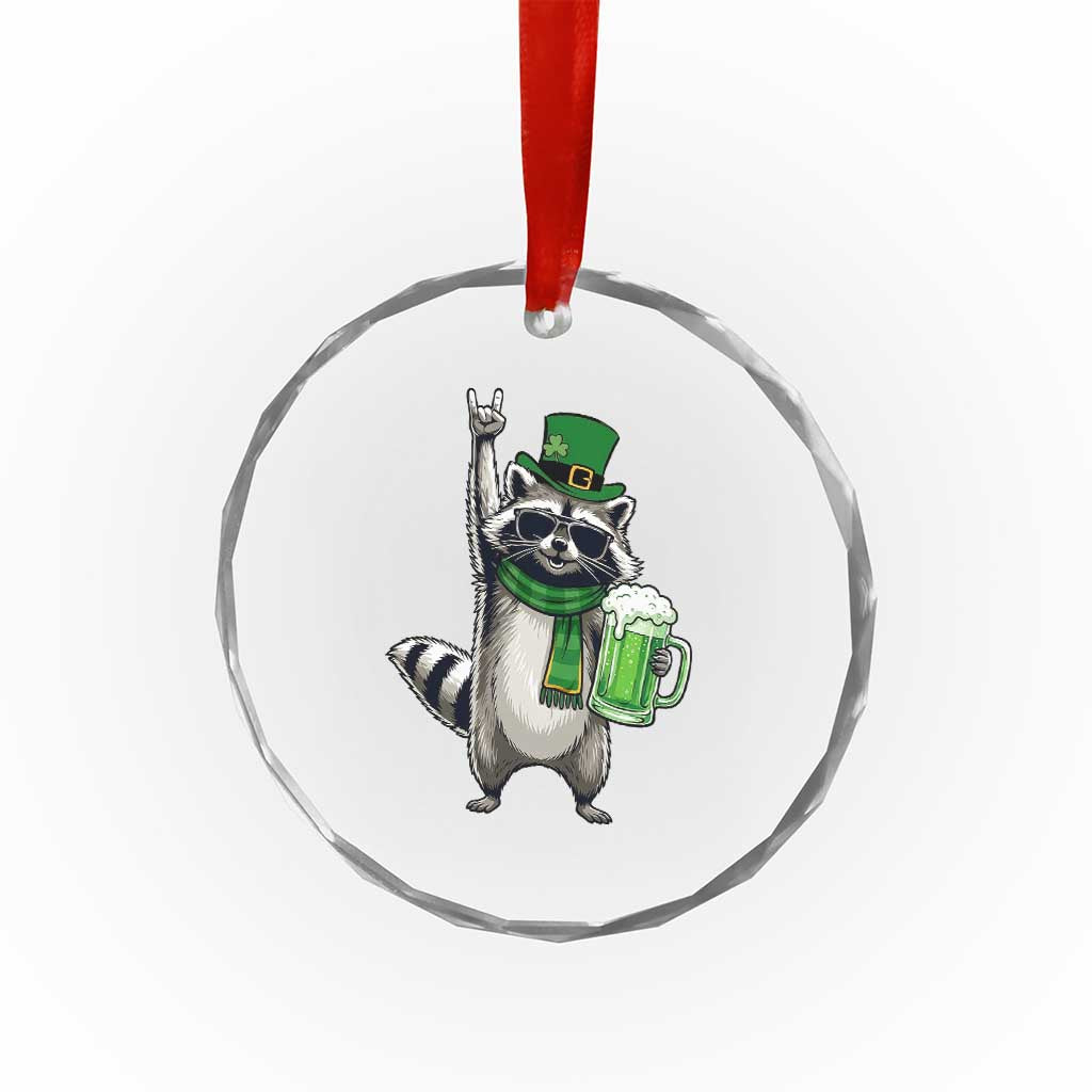 Funny Raccoon Rock On Crystal Glass Ornament St Patricks Day Gift