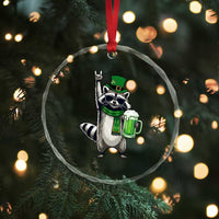 Funny Raccoon Rock On Crystal Glass Ornament St Patricks Day Gift
