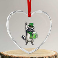 Funny Raccoon Rock On Heart Crystal Glass Ornament St Patricks Day Gift