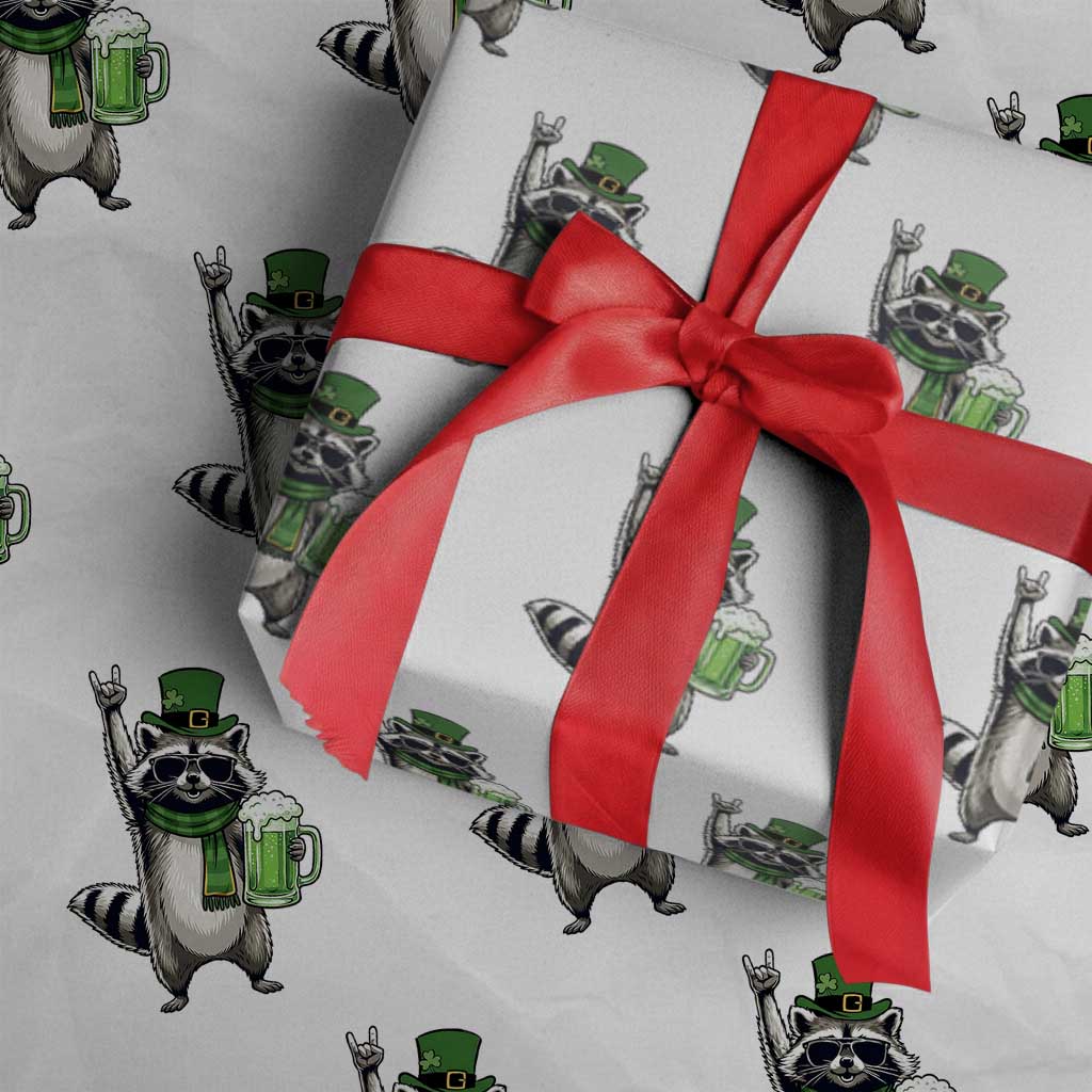Funny Raccoon Rock On Wrapping Paper Roll St Patricks Day Gift