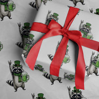 Funny Raccoon Rock On Wrapping Paper Roll St Patricks Day Gift