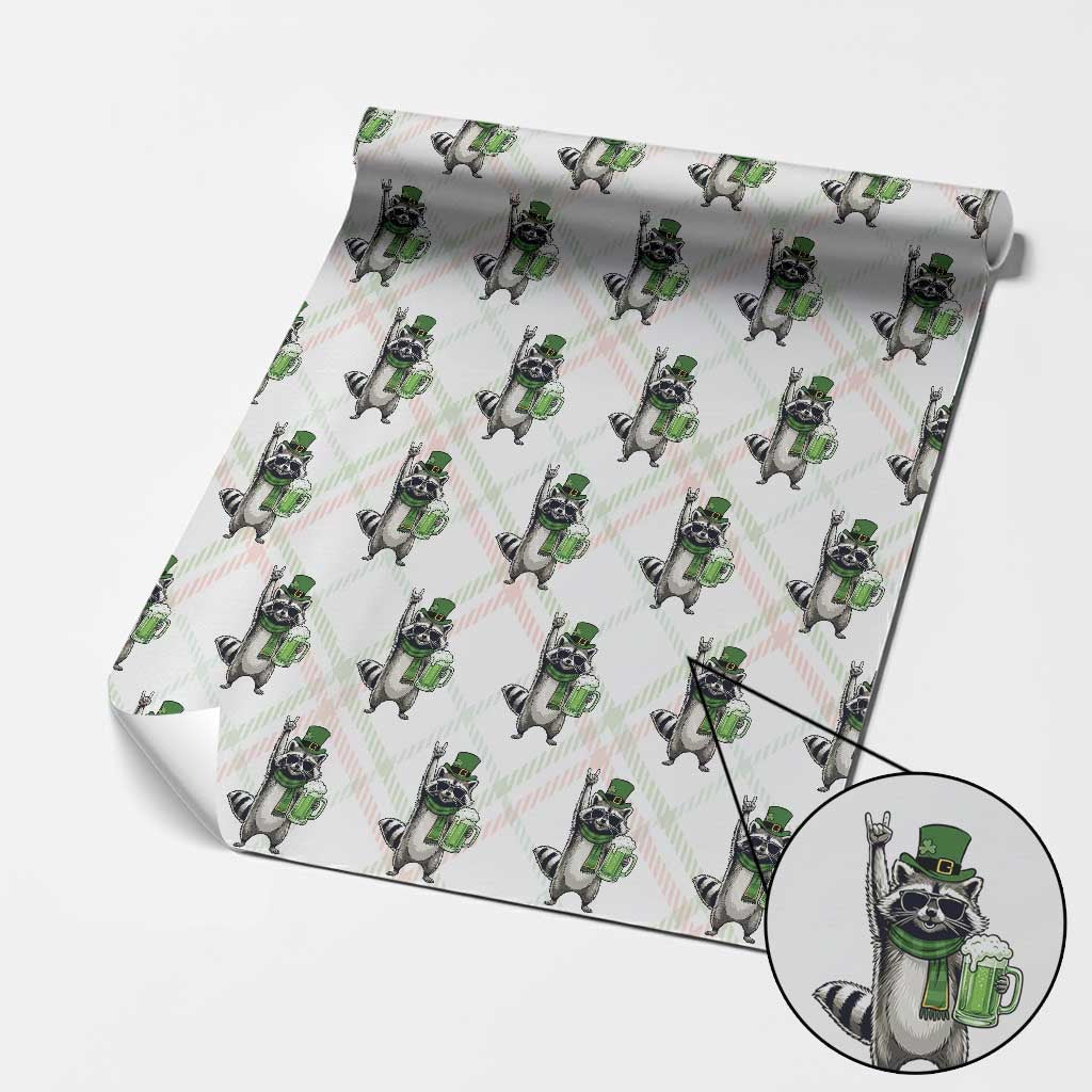 Funny Raccoon Rock On Wrapping Paper Roll St Patricks Day Gift