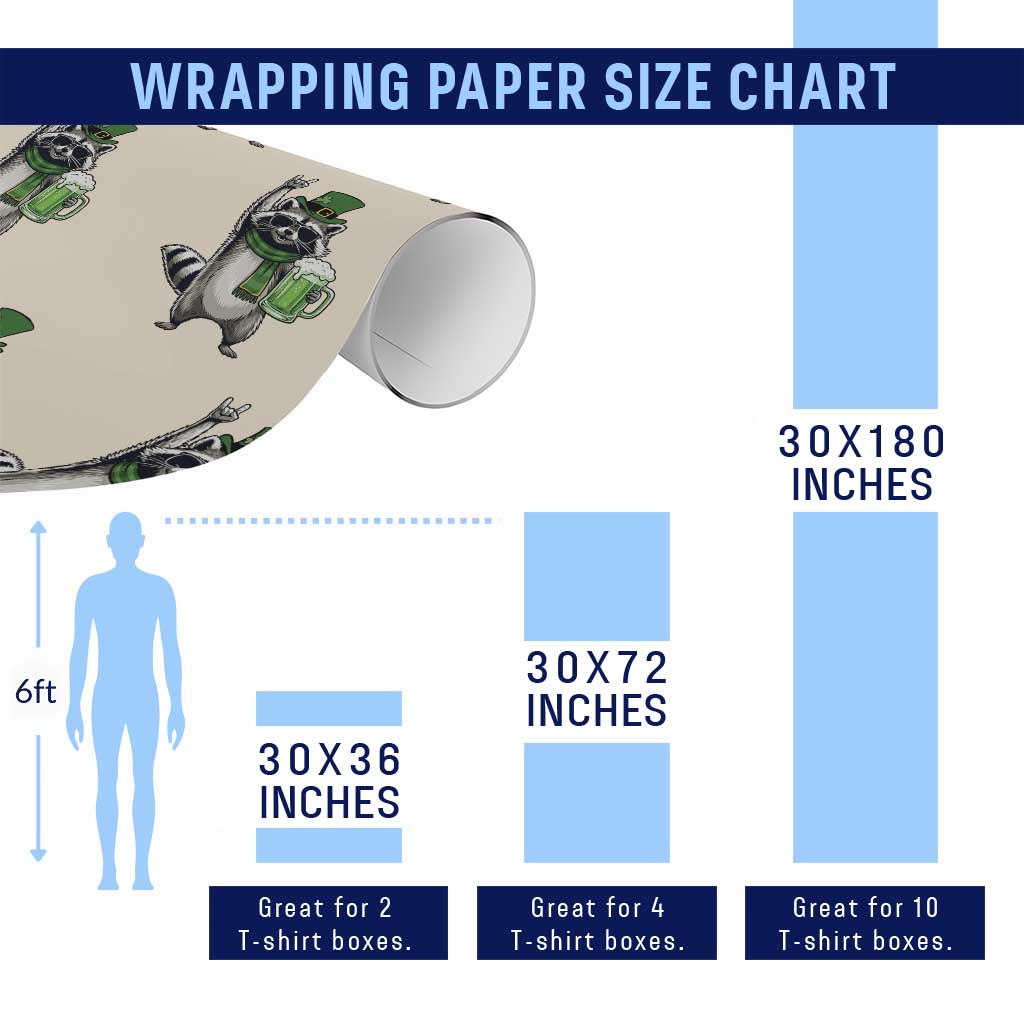 Funny Raccoon Rock On Wrapping Paper Roll St Patricks Day Gift