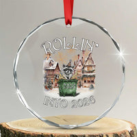 Funny Raccoon Rollin Into 2026 Crystal Glass Ornament New Year Dumpster Fire Firework - Wonder Print Shop