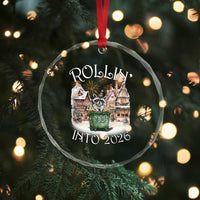 Funny Raccoon Rollin Into 2026 Crystal Glass Ornament New Year Dumpster Fire Firework - Wonder Print Shop