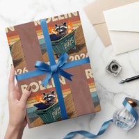 Funny Raccoon Rollin Into 2026 Wrapping Paper Roll New Year Dumpster Fire - Wonder Print Shop