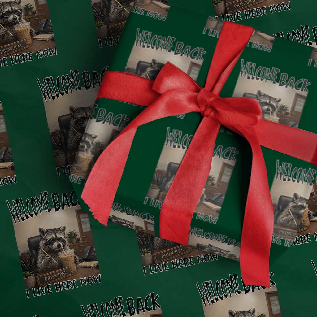 Funny Raccoon School Principal Wrapping Paper Roll Welcom Back To School