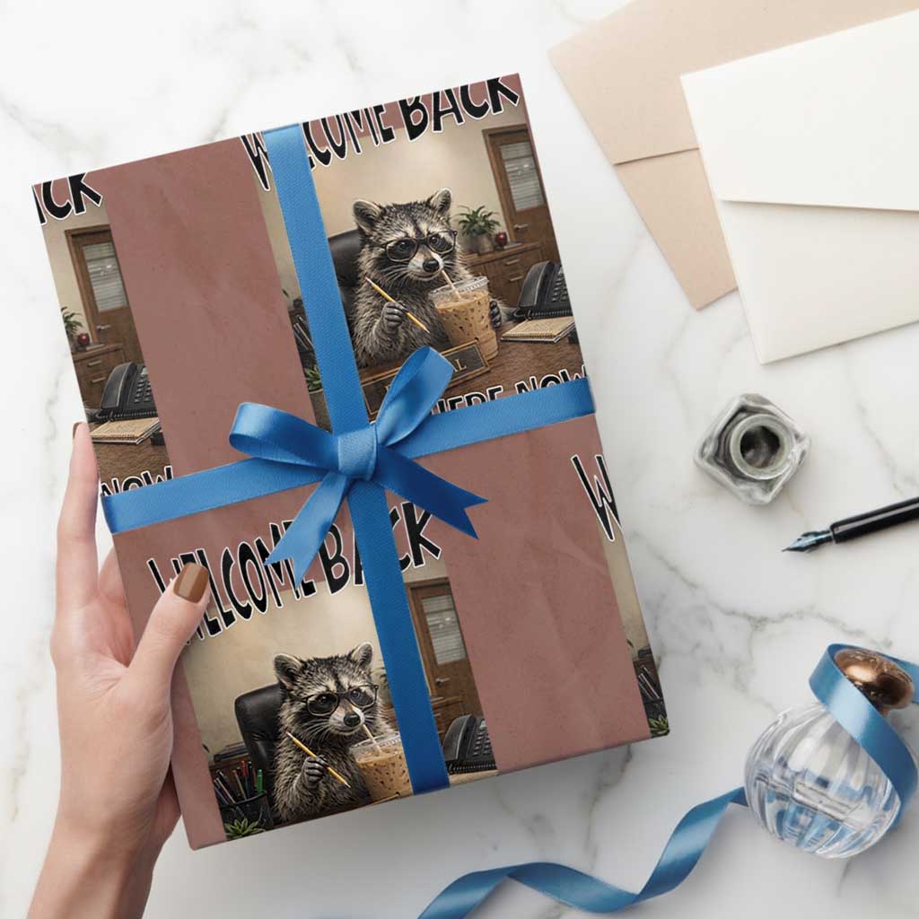 Funny Raccoon School Principal Wrapping Paper Roll Welcom Back To School