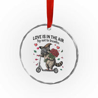 Funny Raccoon Scooter Anti Valentine Crystal Glass Ornament Love Is In The Air Try Not To Breathe - Wonder Print Shop