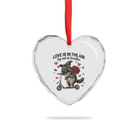 Funny Raccoon Scooter Anti Valentine Heart Crystal Glass Ornament Love Is In The Air Try Not To Breathe - Wonder Print Shop