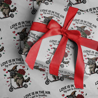 Funny Raccoon Scooter Anti Valentine Wrapping Paper Roll Love Is In The Air Try Not To Breathe - Wonder Print Shop