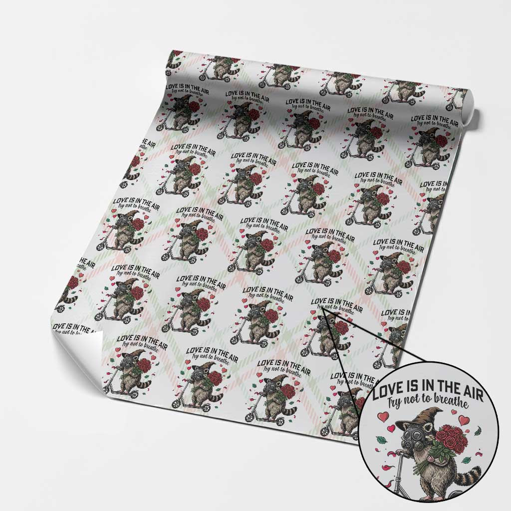 Funny Raccoon Scooter Anti Valentine Wrapping Paper Roll Love Is In The Air Try Not To Breathe - Wonder Print Shop
