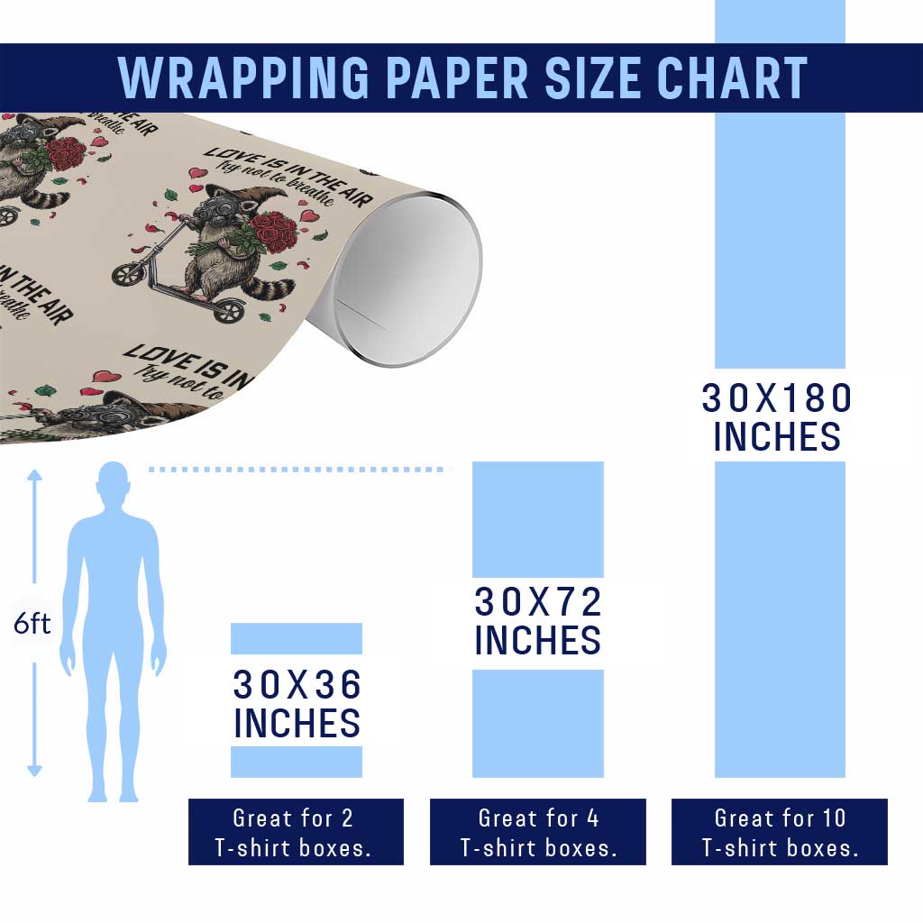 Funny Raccoon Scooter Anti Valentine Wrapping Paper Roll Love Is In The Air Try Not To Breathe - Wonder Print Shop