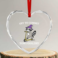 Funny Raccoon Scooter Meme Heart Crystal Glass Ornament Off To Commit Tom Foolery - Wonder Print Shop