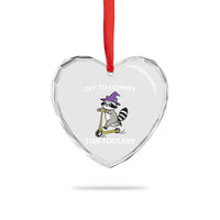 Funny Raccoon Scooter Meme Heart Crystal Glass Ornament Off To Commit Tom Foolery - Wonder Print Shop