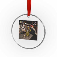 Funny Raccoon Skunk Possum Eating Pickles Crystal Glass Ornament Support Local Street Cats Retro Animal Meme