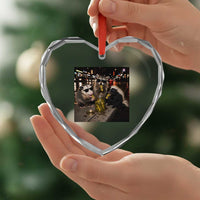 Funny Raccoon Skunk Possum Eating Pickles Heart Crystal Glass Ornament Support Local Street Cats Retro Animal Meme